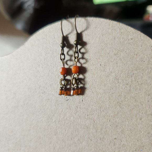 Bronze Hook Ethnic Dangle Earrings Artisan Design NWT Tony Alexander Jewelry - Picture 2 of 2